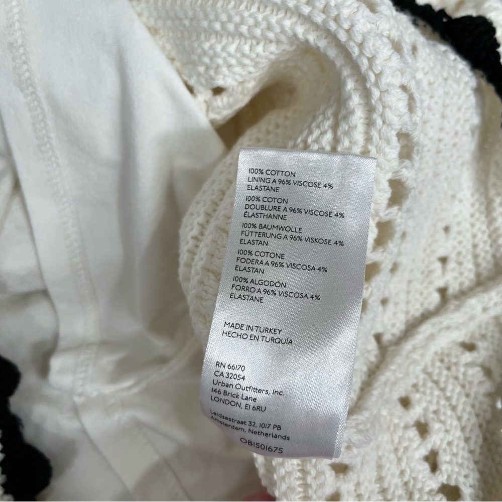 Free People White Crochet Mini Dress with Black Trim - Picture 10 of 10
